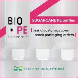 SUGARCANE PE bottles now open for brand customizations or stock packaging orders